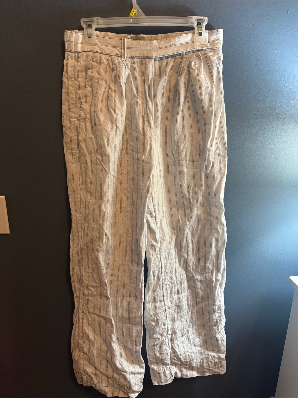 Light Beige Striped Linen pants